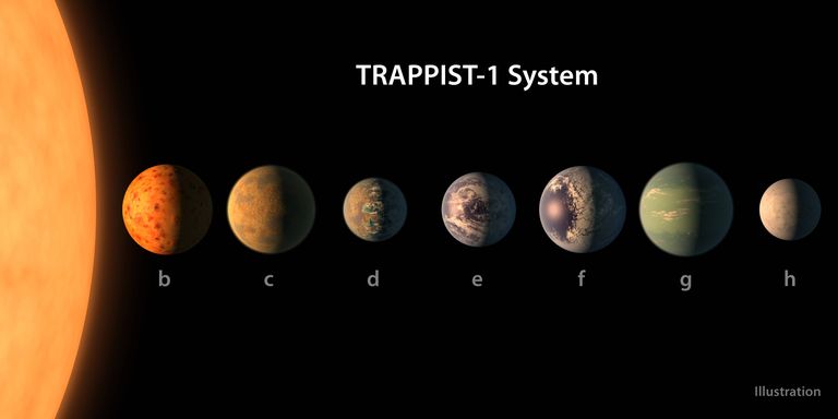 Joonistus planeedisüsteemist Trappist-1