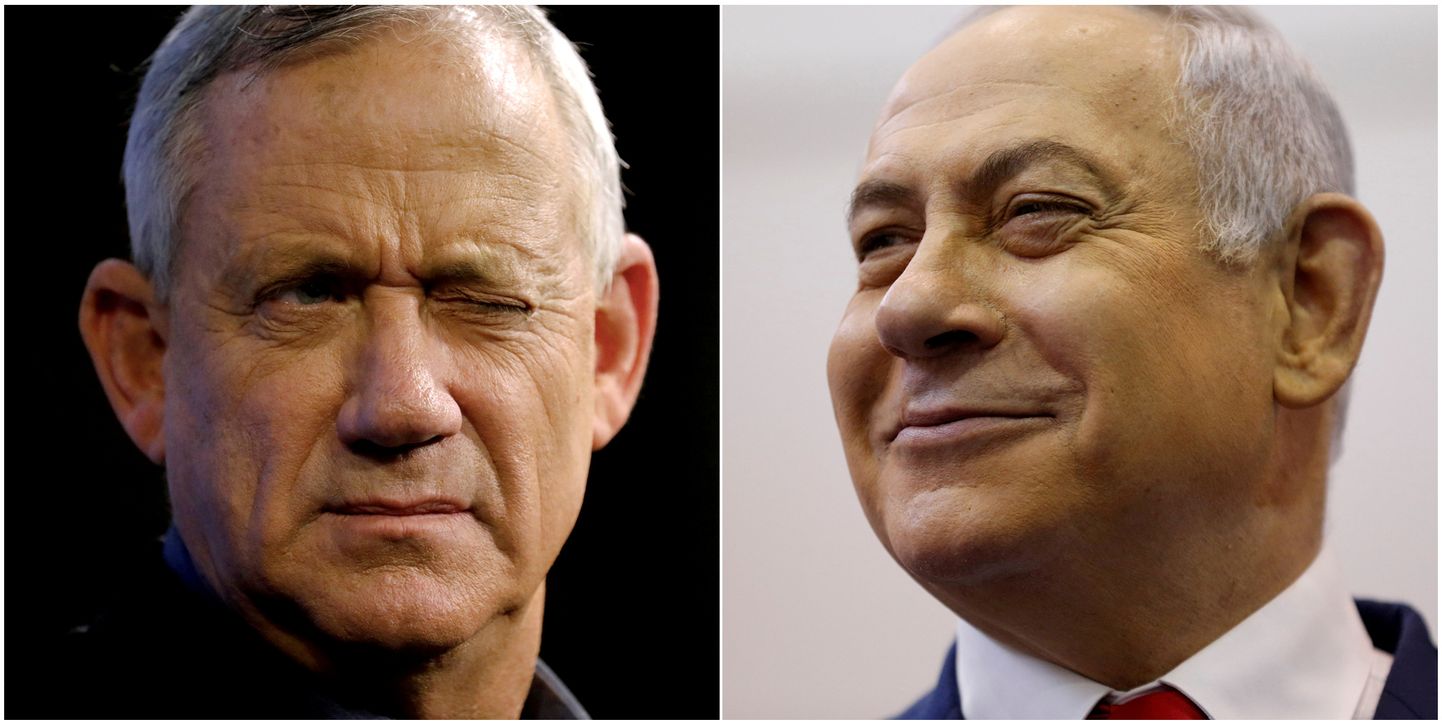 Iisraeli võimujagamisleppe sõlminud Benny Gantz (vasakul) ja Benjamin Netanyahu 2019. aastal.