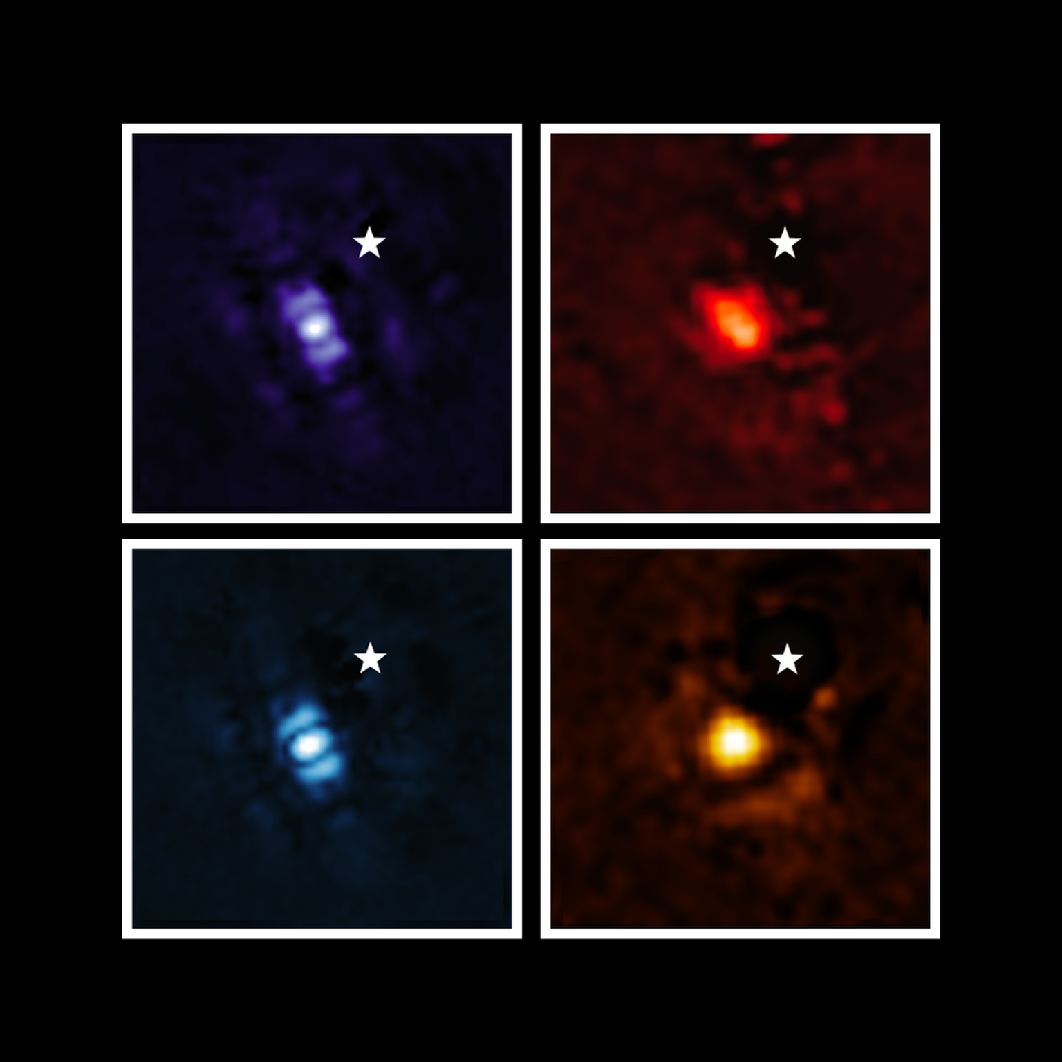 Pildil on eksoplaneet HIP 65426 b erinevates infrapunavalguse lainealades, nagu näha James Webbi kosmoseteleskoobist: lilla näitab NIRCami instrumendi vaadet 3,00 mikromeetrisel lainepikkusel, sinine 4,44 mikromeetril, kollane näitab MIRI instrumendi vaadet 11,4 mikromeetri juures ja punane 15,5 mikromeetri juures. Need pildid paistavad erinevad, kuna erinevad on ka Webb-i instrumendid, mis valgust talletavad. Iga instrumendi sees olev maskide komplekt, mida nimetatakse koronagraafideks, blokeerib peremeestähe valguse, nii et planeeti on paremini näha. Väike valge täheke igal pildil tähistab peremeestähe HIP 65426 asukohta, millest on täht koronagraafide ja pilditöötluse abil eemaldatud.