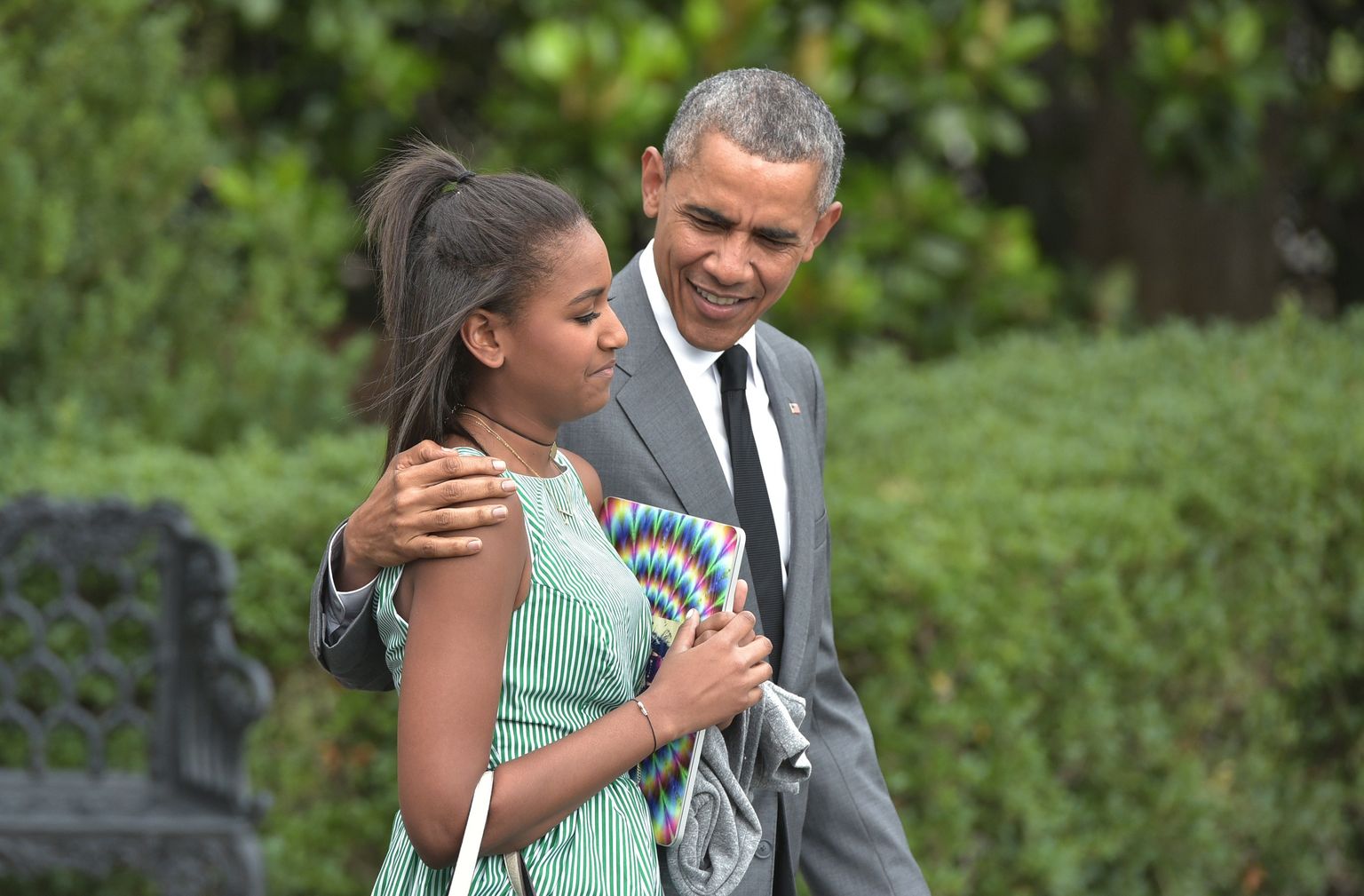 Barack Obama koos oma tütre Sashaga 2015. aastal.