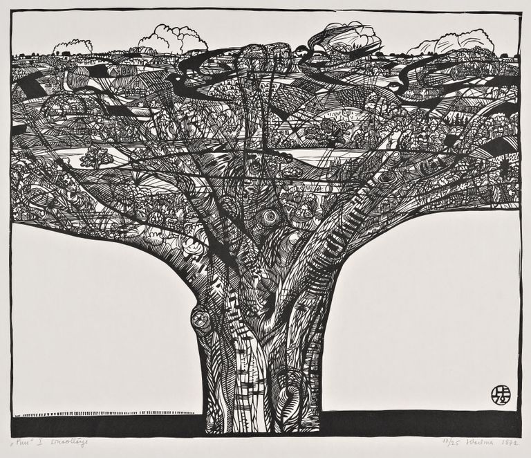 Херальд Ээльма. Дерево. I. (1972), линогравюра.