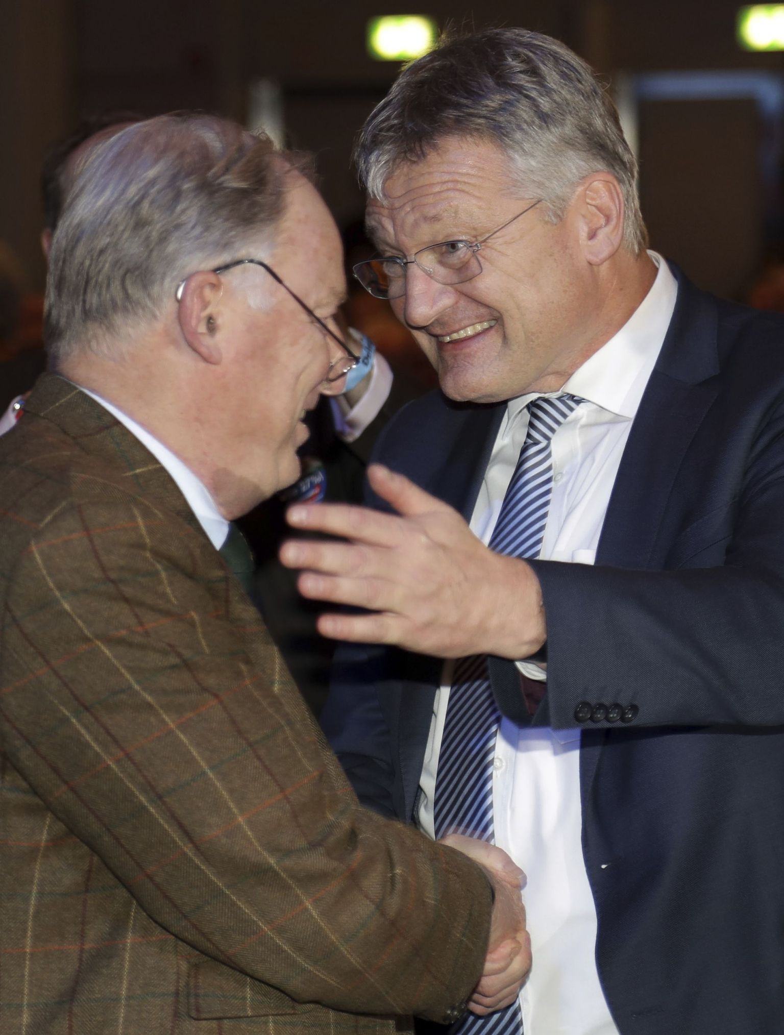 Jörg Meuthen ja Alexander Gauland üksteist õnnitlemas.