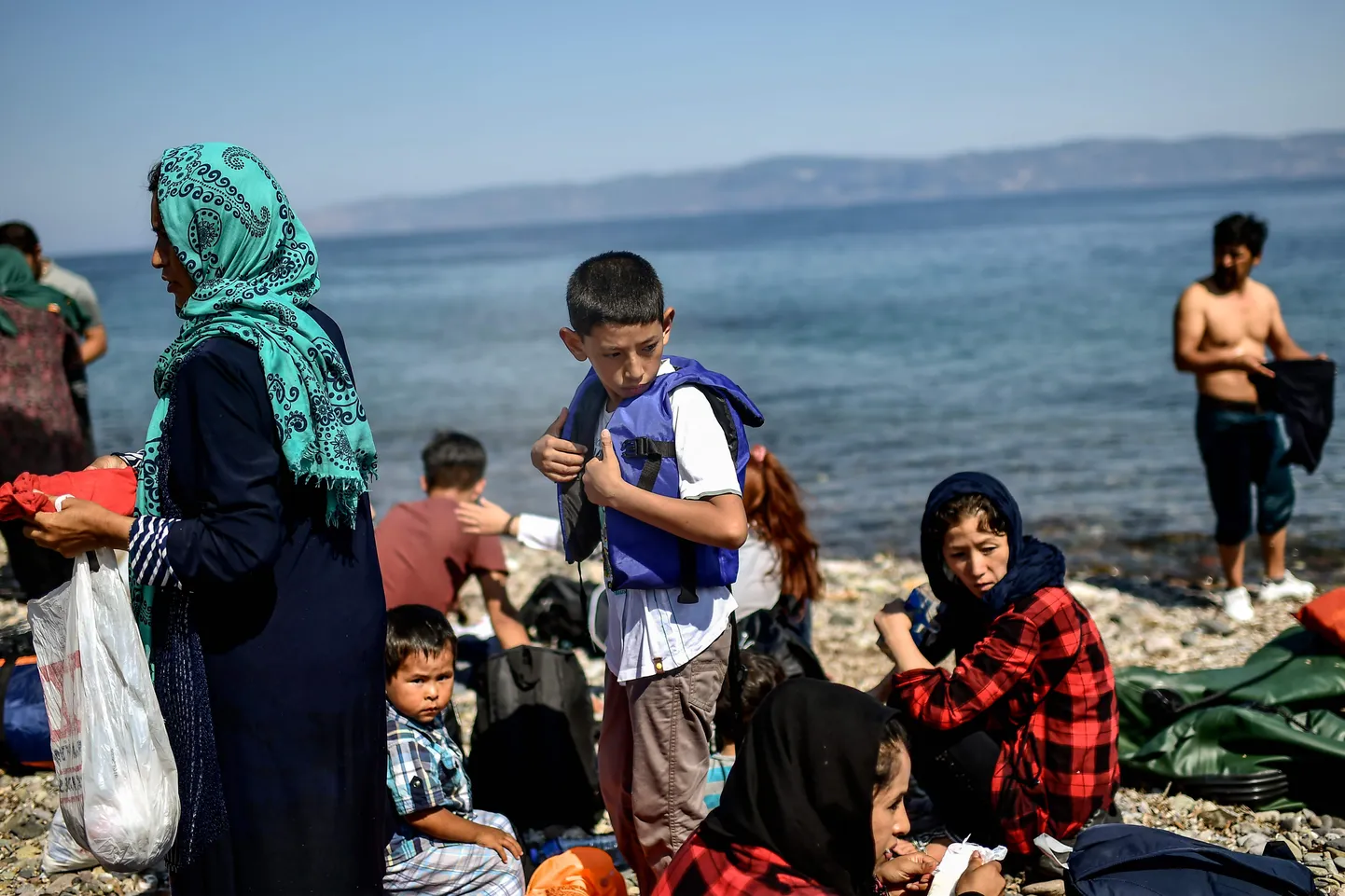 Afganistani põgenikud maabuvad Lesbose saarel.