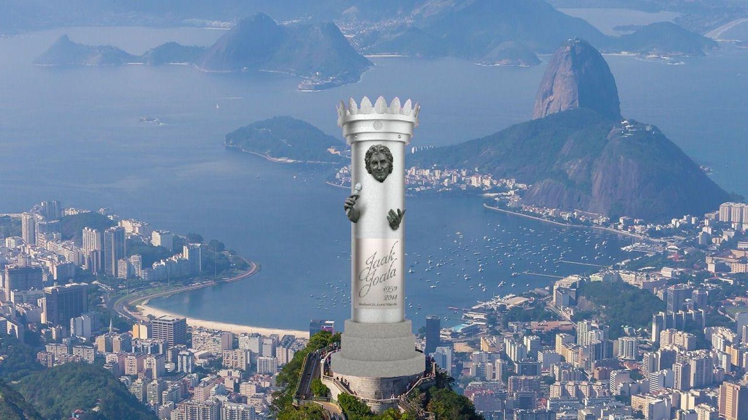 Jaak Joala kuju Rio de Janeiro Lunastaja Kristuse kuju asemel