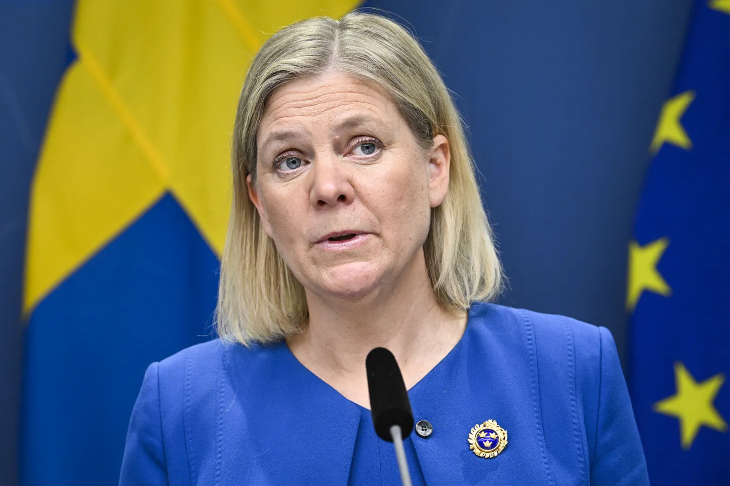Sweden's Prime Minister Magdalena Andersson gives a news conference in Stockholm, Sweden, on May 16, 2022. Sweden's government has decided to apply for a NATO membership.
Photo: Henrik Montgomery / TT / code 10060