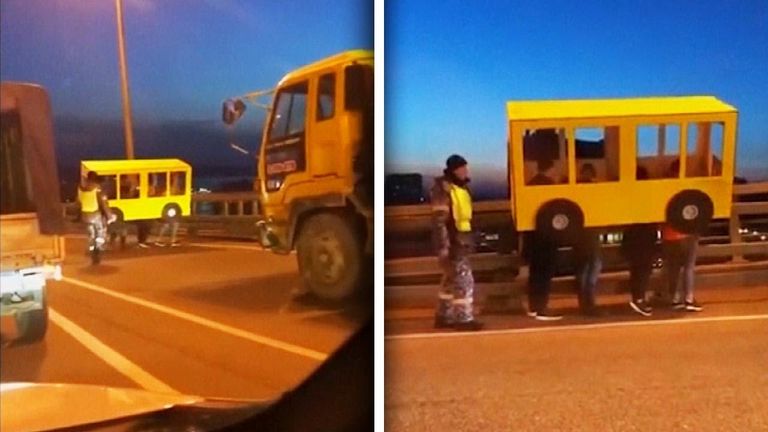 Vladivostokis üritas «kaheksajalgne buss» sõidukitele mõeldud silda ületada