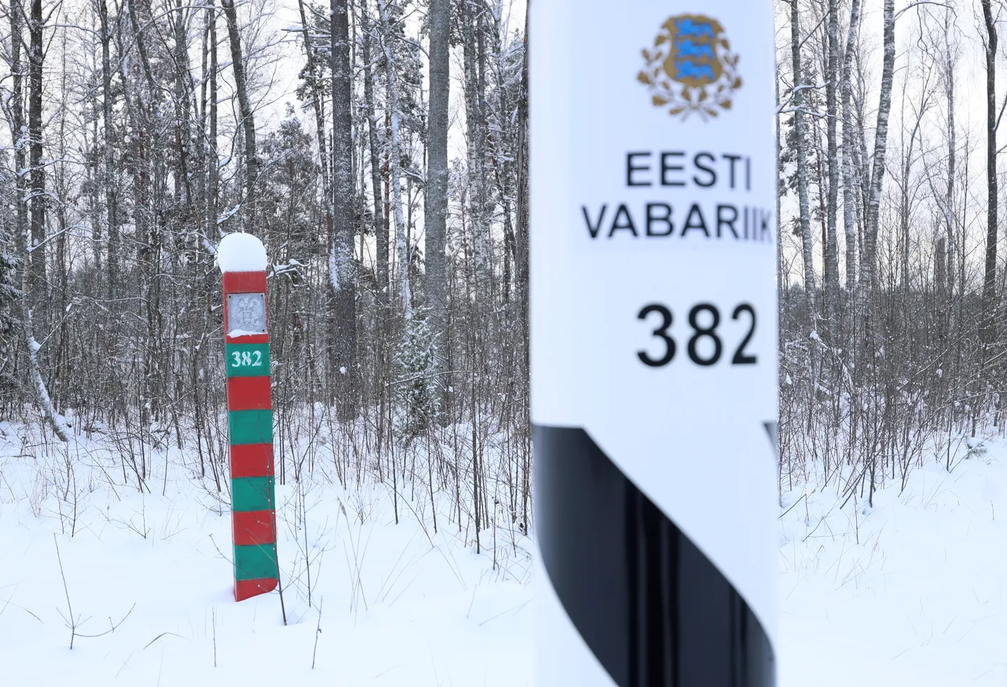 Eesti-Vene piir. Piiripost.