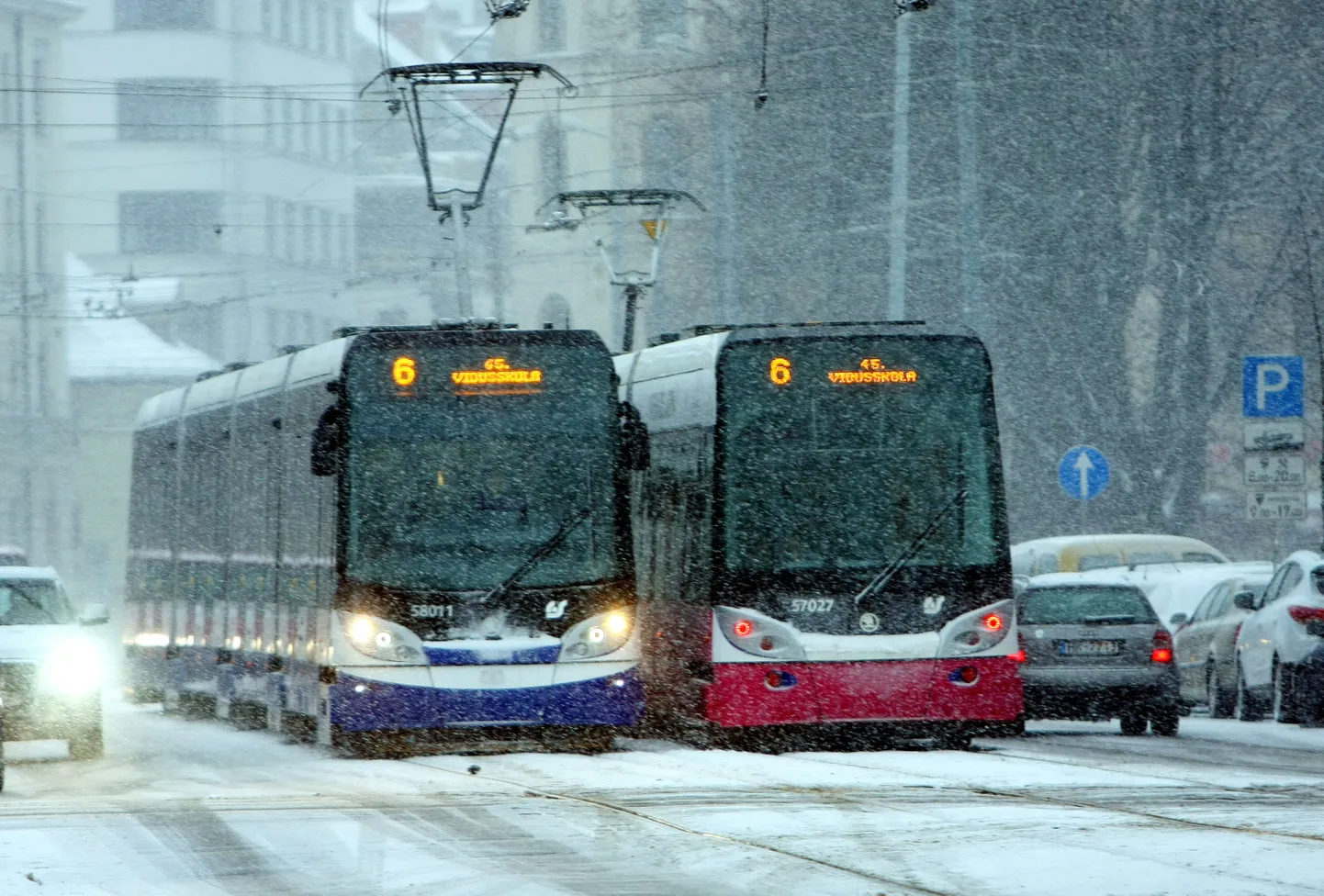 Tramvaji Krišjāņa Barona ielā. Ilustratīvs attēls.