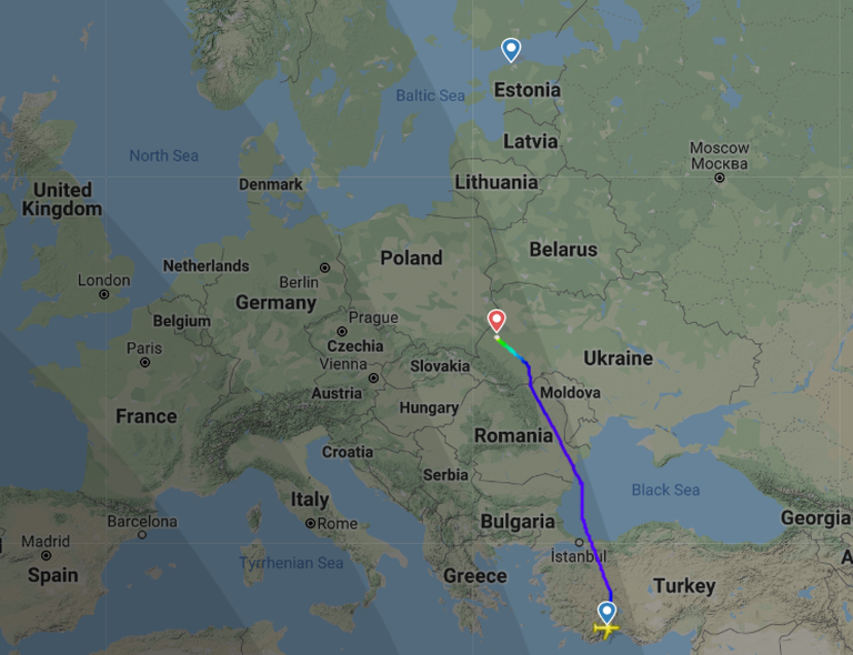Türgist Tallinna poole startinud lennuk pidi tehniliste tõrgete tõttu maanduma Ukrainas.