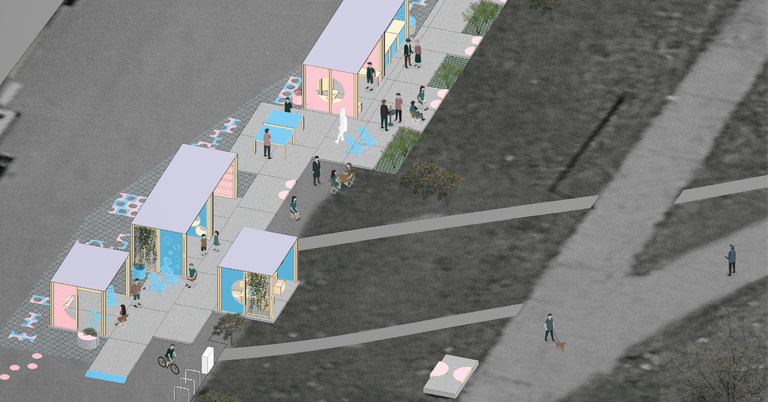 Эскиз реорганизации городского пространства в районе Мустакиви, в Ласнамяэ.