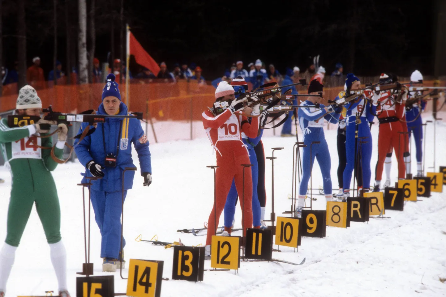 Anatoli Aljabjev oli Lake Placidi olümpiamängude edukaim laskesuusataja. Pilt meeste teatesõidust.