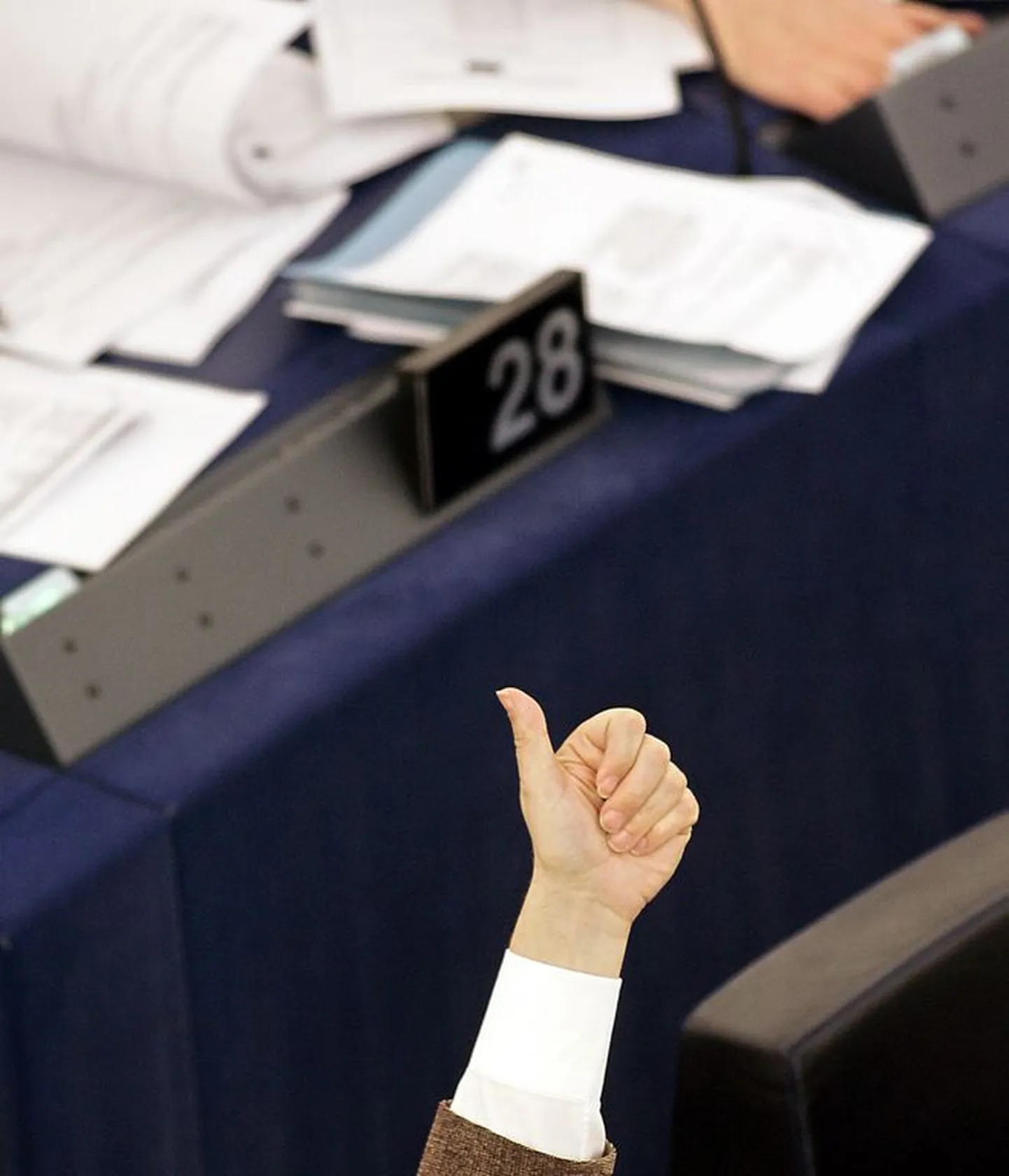 Euroopa Parlamendi saadik hääletamas.
