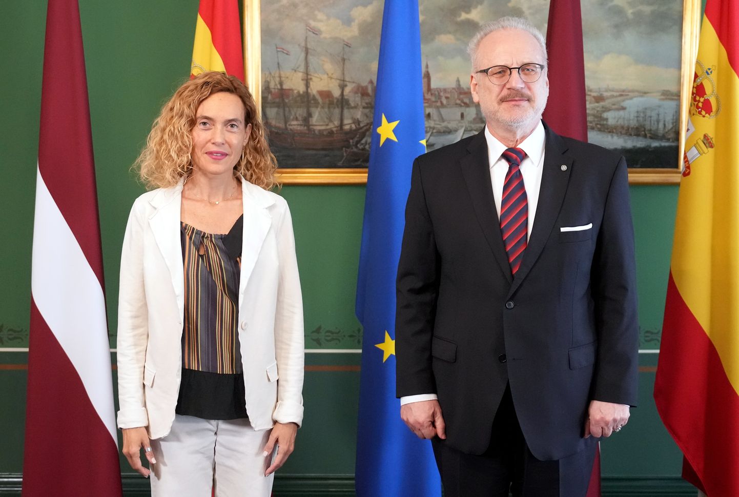 Председатель Конгресса депутатов Испании Меричель Батет Ламанья и президент Латвии Эгил Левитс.