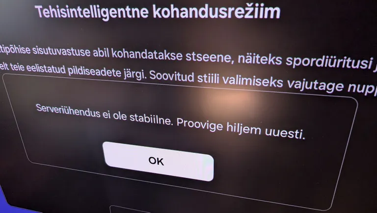 Mõnikord juhtus, et teler ei saanud ühendust Samsungi enda serveritega, ehkki internetiühendus oli olemas.