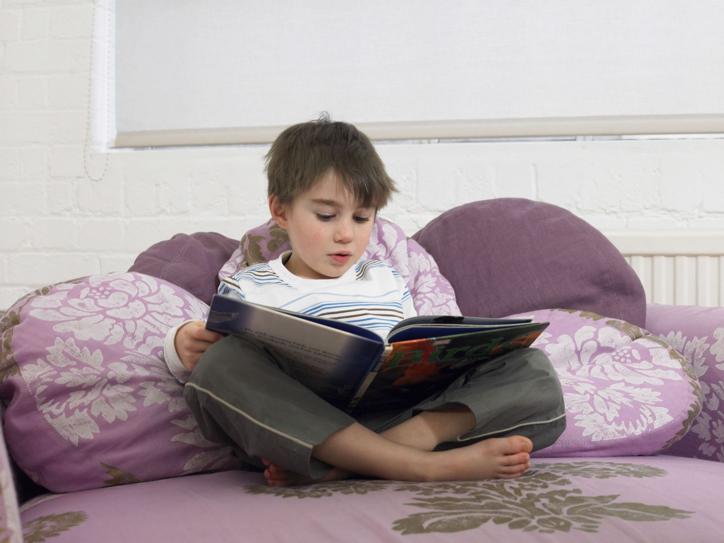 Ребенок читает книгую Иллюстративный снимок.