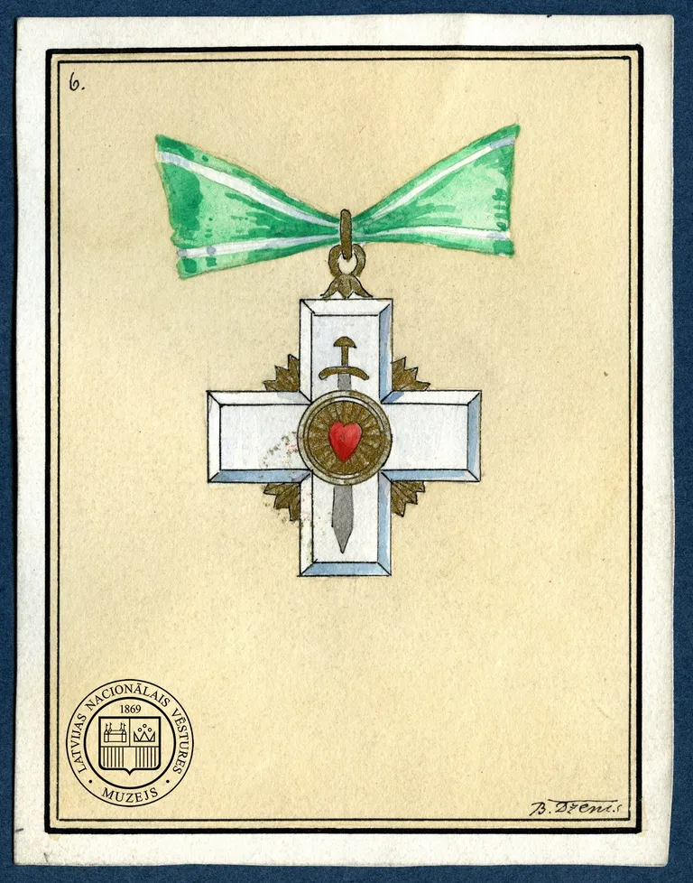 Burkarda Dzeņa militārā apbalvojuma skice, 1919.g.