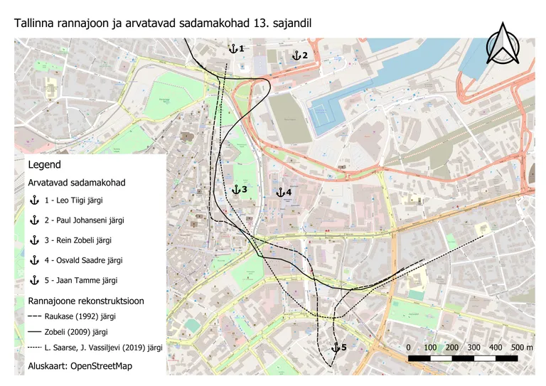 Muinasaja lõpu rannajoone rekonstruktsioonikatsed.