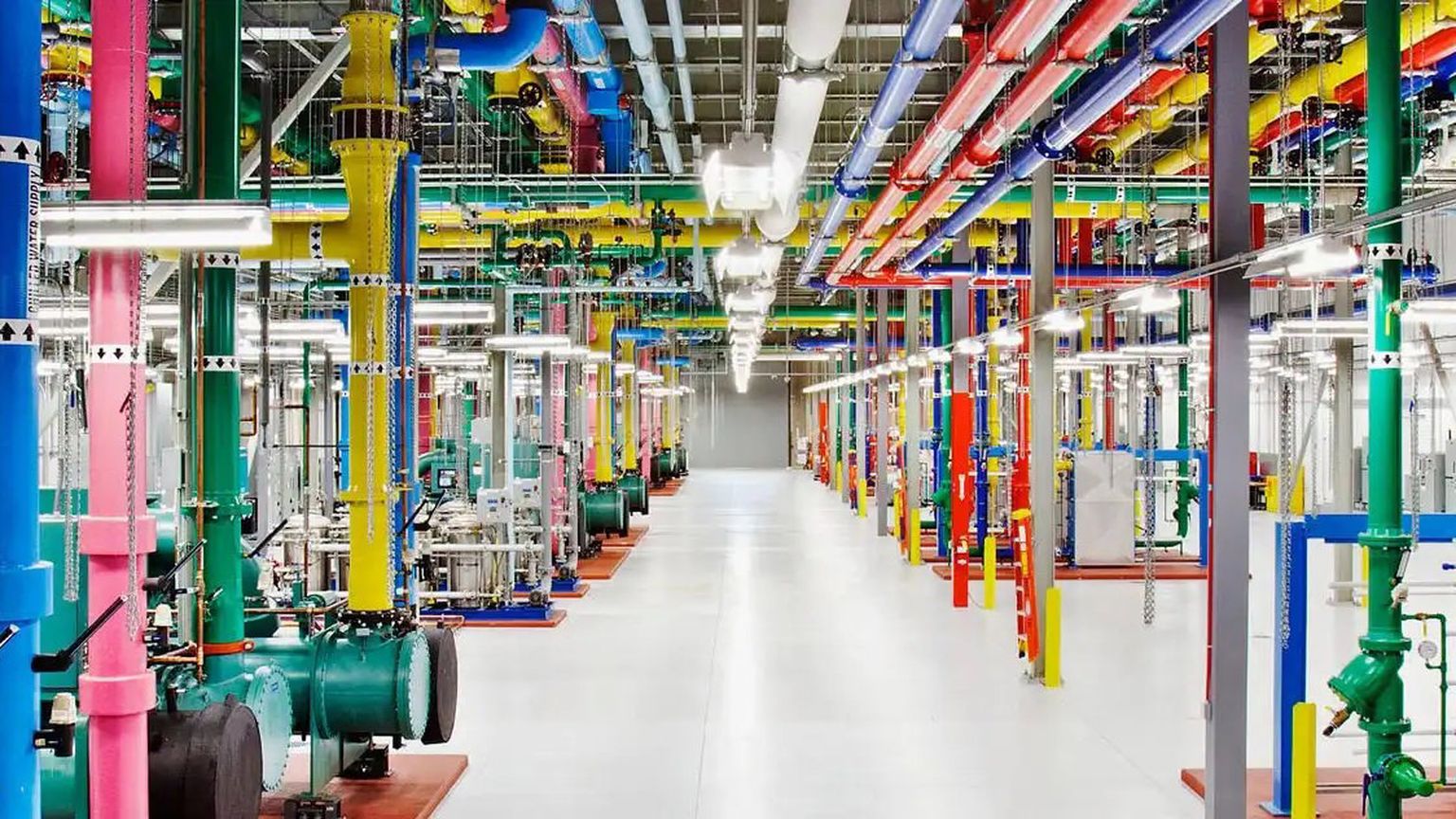 Pildil on ühe Google'i serverikeskuse jahutussüsteemid, mille torud on värvitud Google'i värvides. Projekti järgi peaksid need tavaliselt toime tulema alla 40-kraadise välistemperatuuriga.