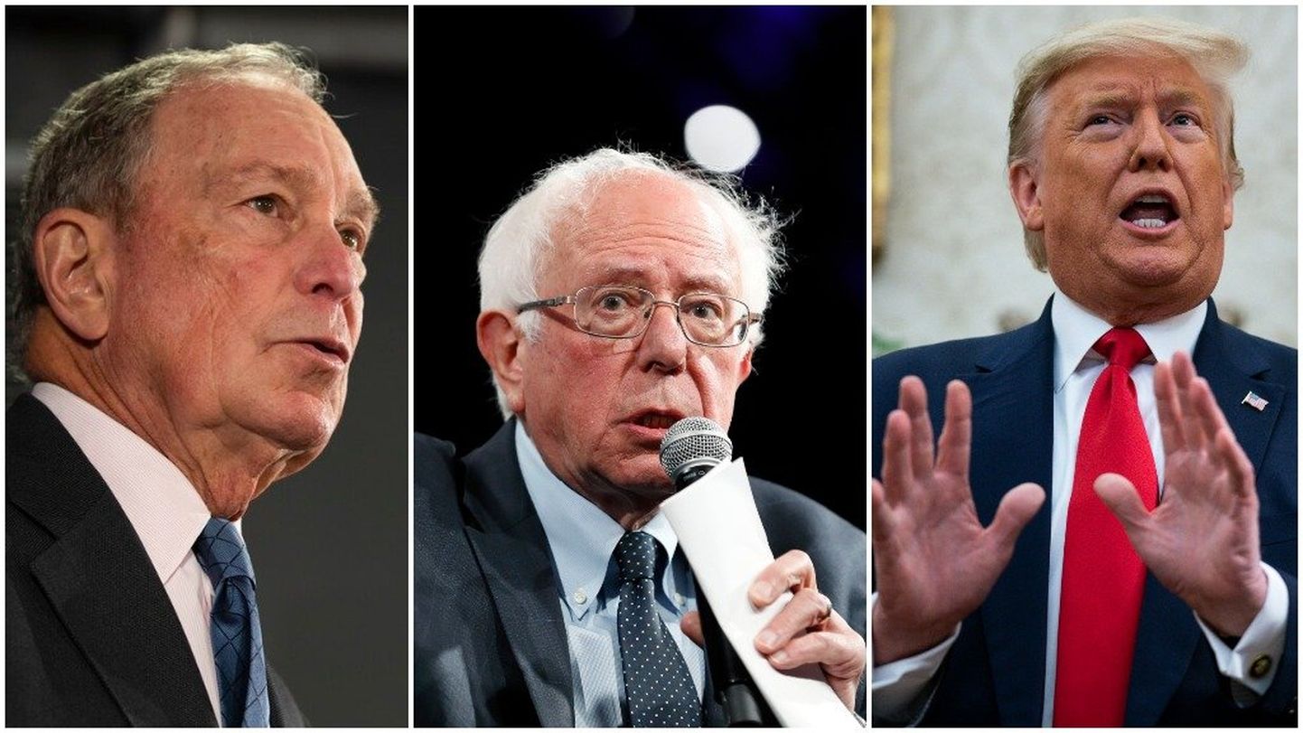 Michael Bloomberg, Bernie Sanders ja Donald Trump.