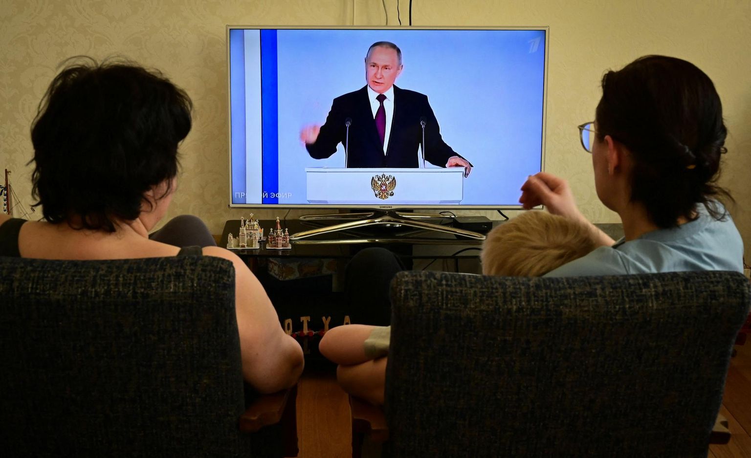 Venemaa president Vladimir Putin teleekraanil.