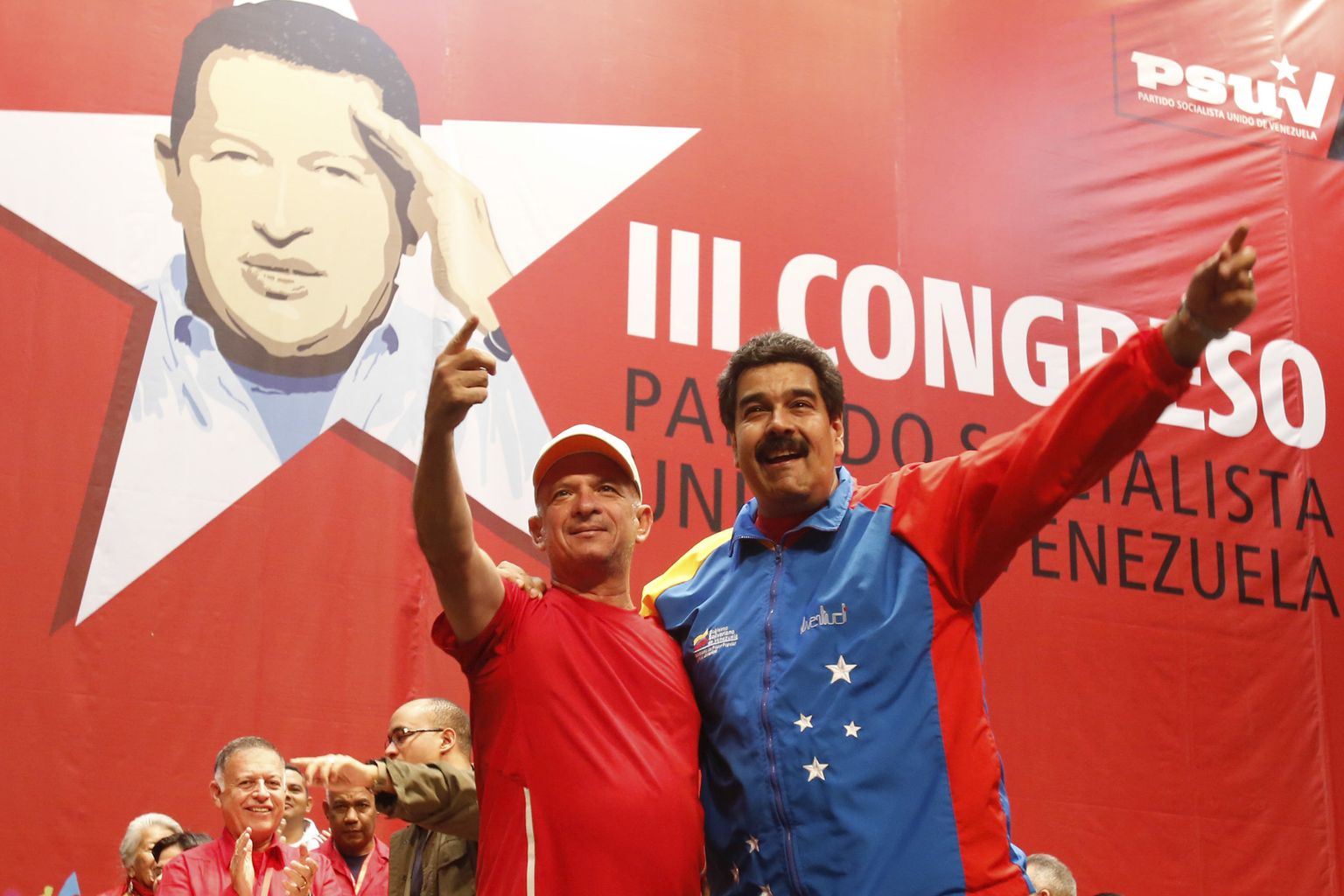 Erru läinud sõjaväeluure ülem Hugo Carvajal ja Venezuela president Nicolas Maduro sotsialistide peol 2014. aastal.