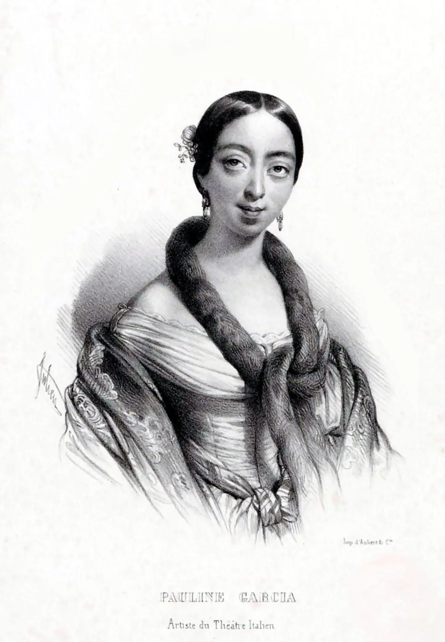Pauline Viardot' litograafia, autor Bernard-Romain Julien.