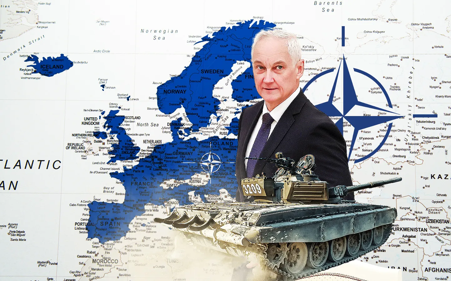 Белоусов готовит Россию к войне с Нато. Иллюстративный коллаж