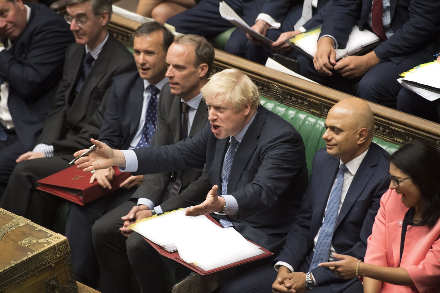 Briti peaminister Boris Johnson parlamendi küsimustele vastamas.