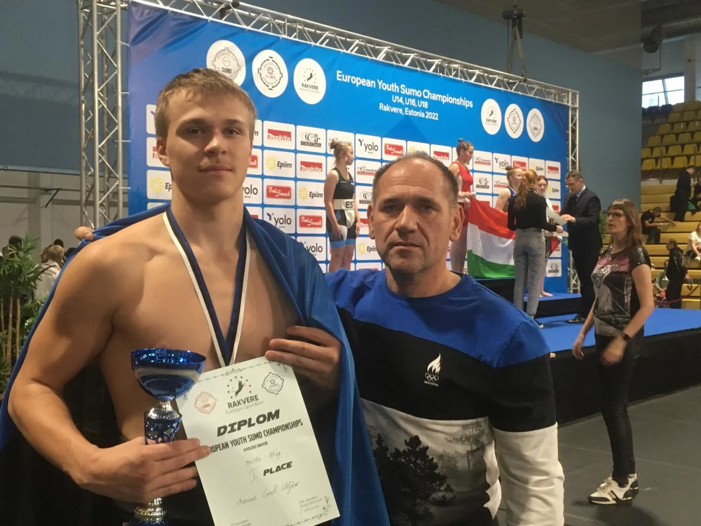 Marcus Evert Uhtjärv koos treener Evo Saarega Erakogu