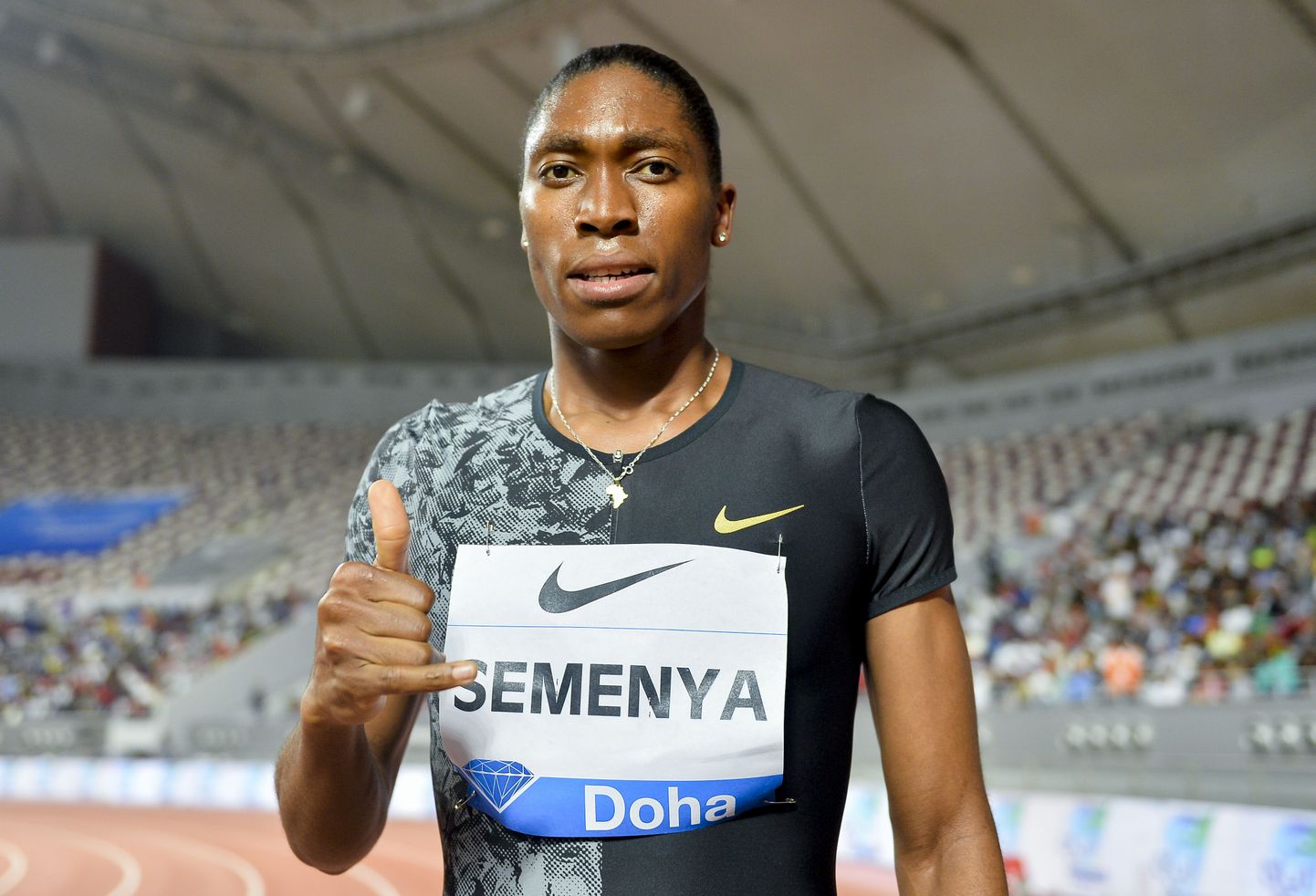 Caster Semenya pärast eilset võidukat 800 m jooksu Dohas