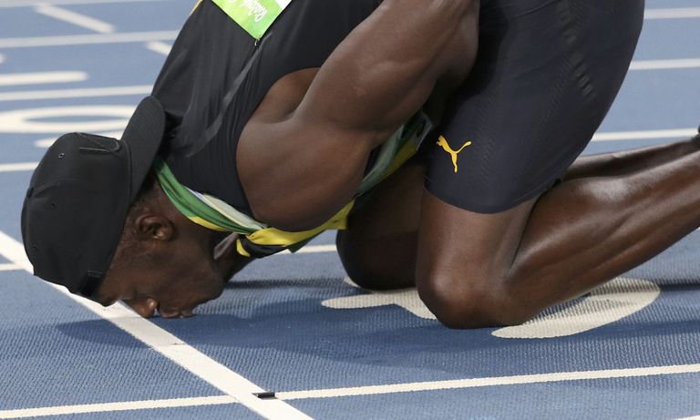 Usain Bolt 2016. aasta Rio olümpial meeste 4 x 100 meetri jooksu finaali eel