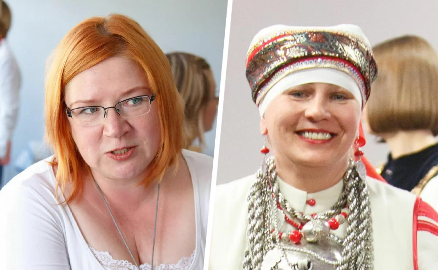 Aasta folkloorikuraatori preemia laureaat Merle Tombak (vasakul) ja Seto Käsitüü Kogo tegevjuht Ingrit Kala.