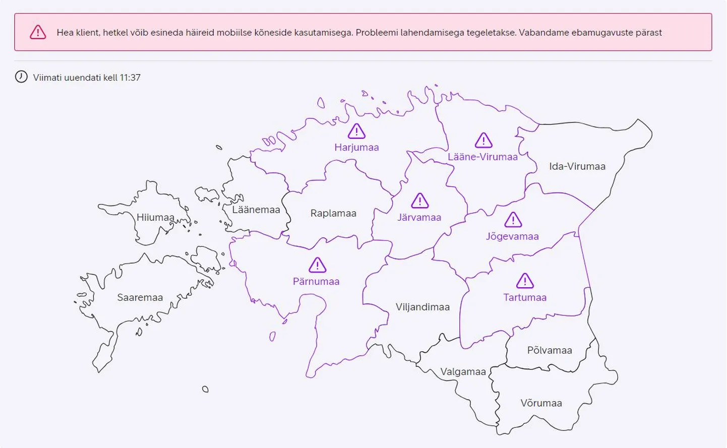 Telia kõnesides esineb häireid.