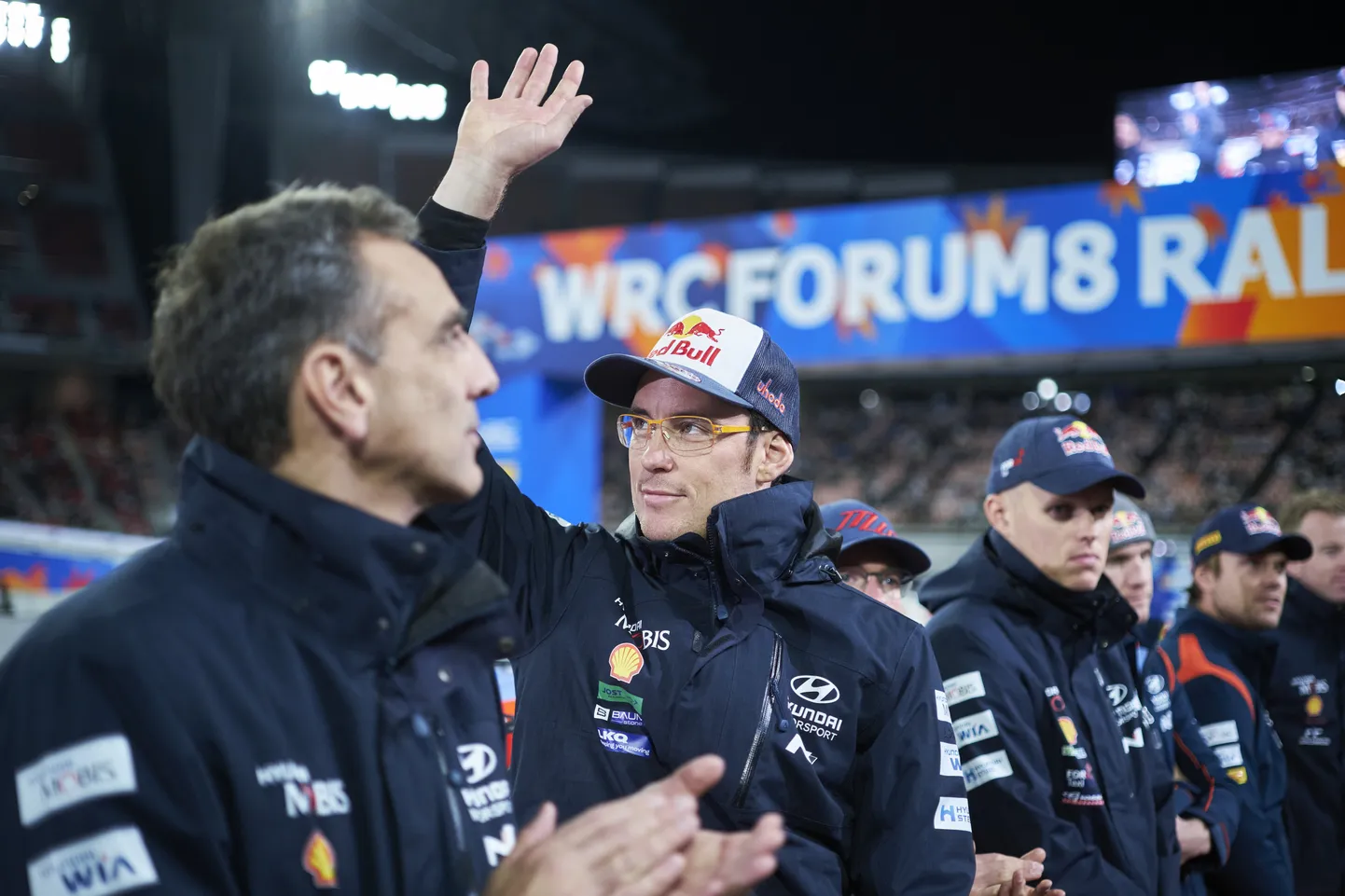 Vasakult: Cyril Abiteboul, Thierry Neuville ja Ott Tänak.