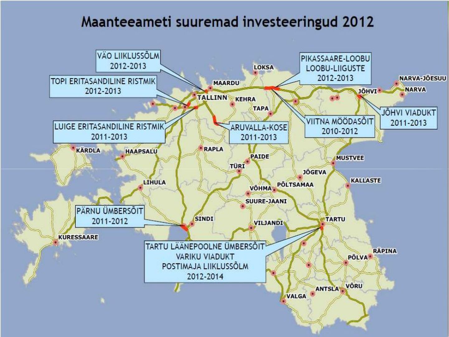 Suuremad investeerignud teedesse 2012. aastal.