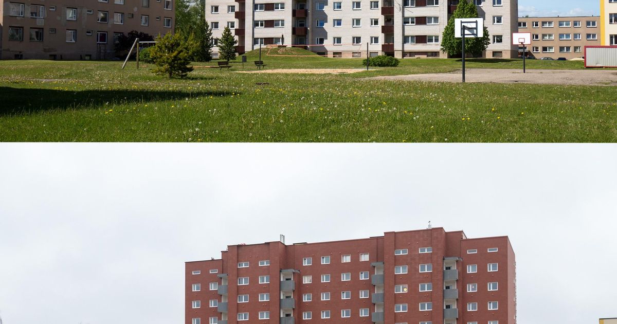 Päevapilt. Enne ja pärast. Männimäe kortermaja on saanud punase kuue
