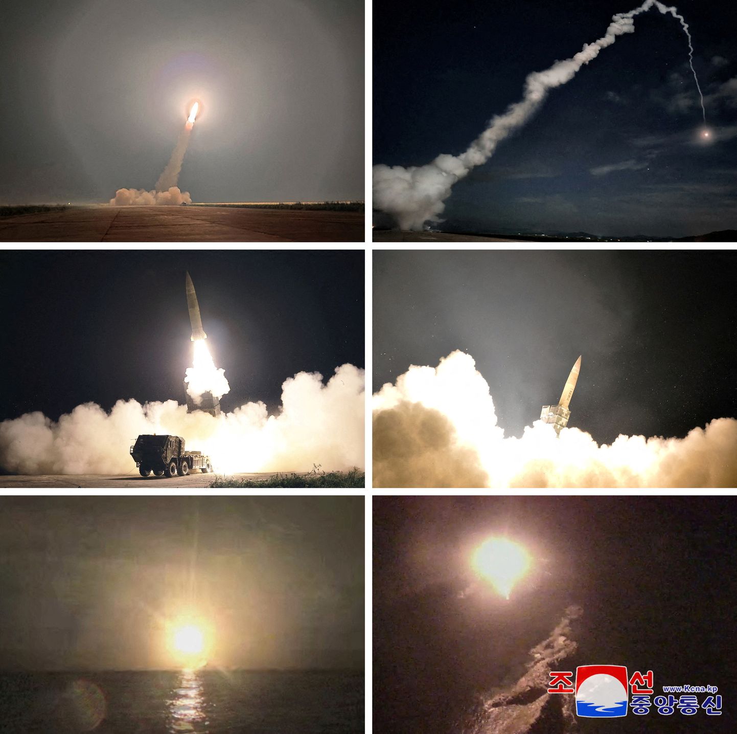 KCNA avaldatud fotod rakettide tulistamisest.