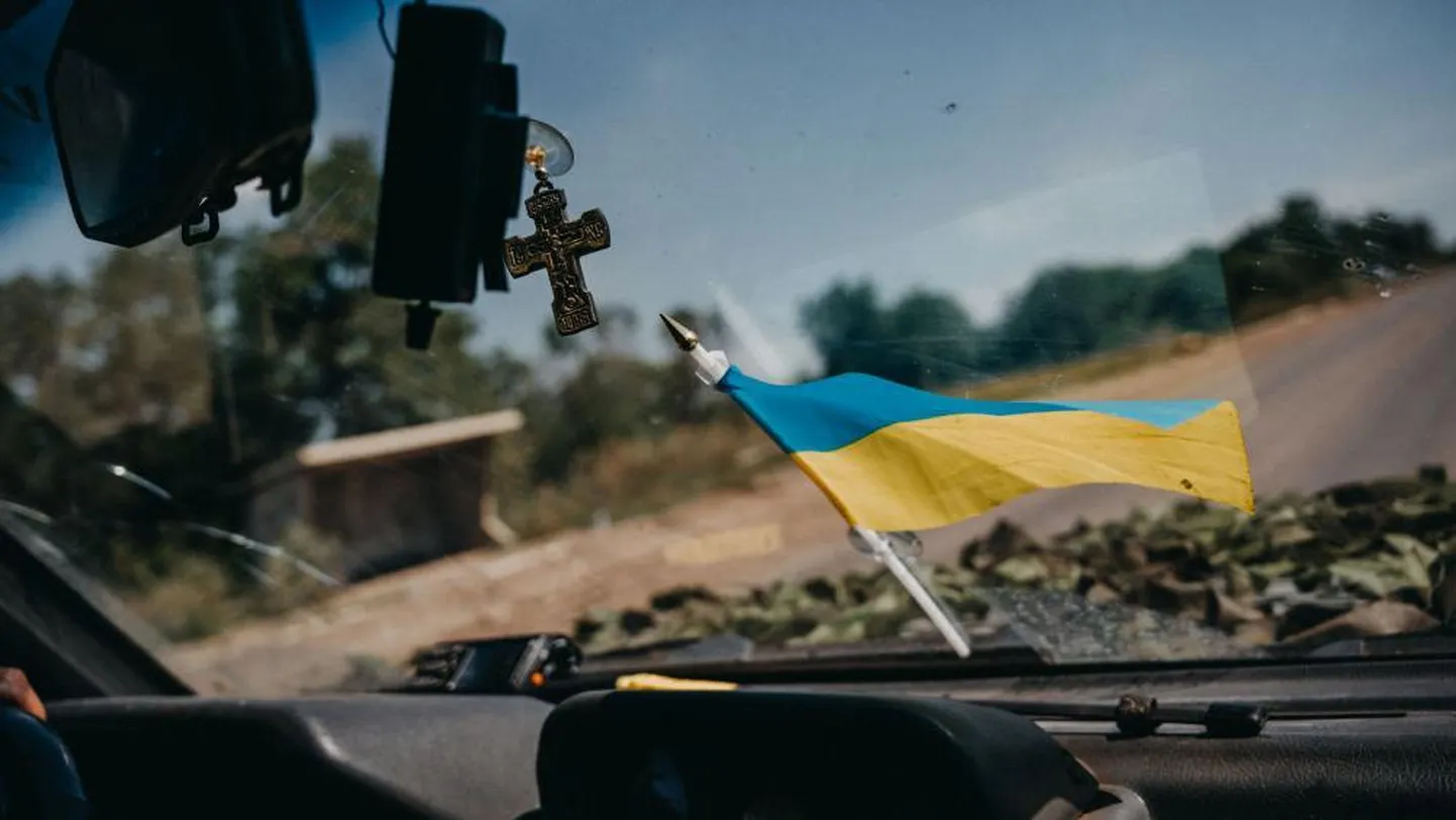 Флажок Украины в машине