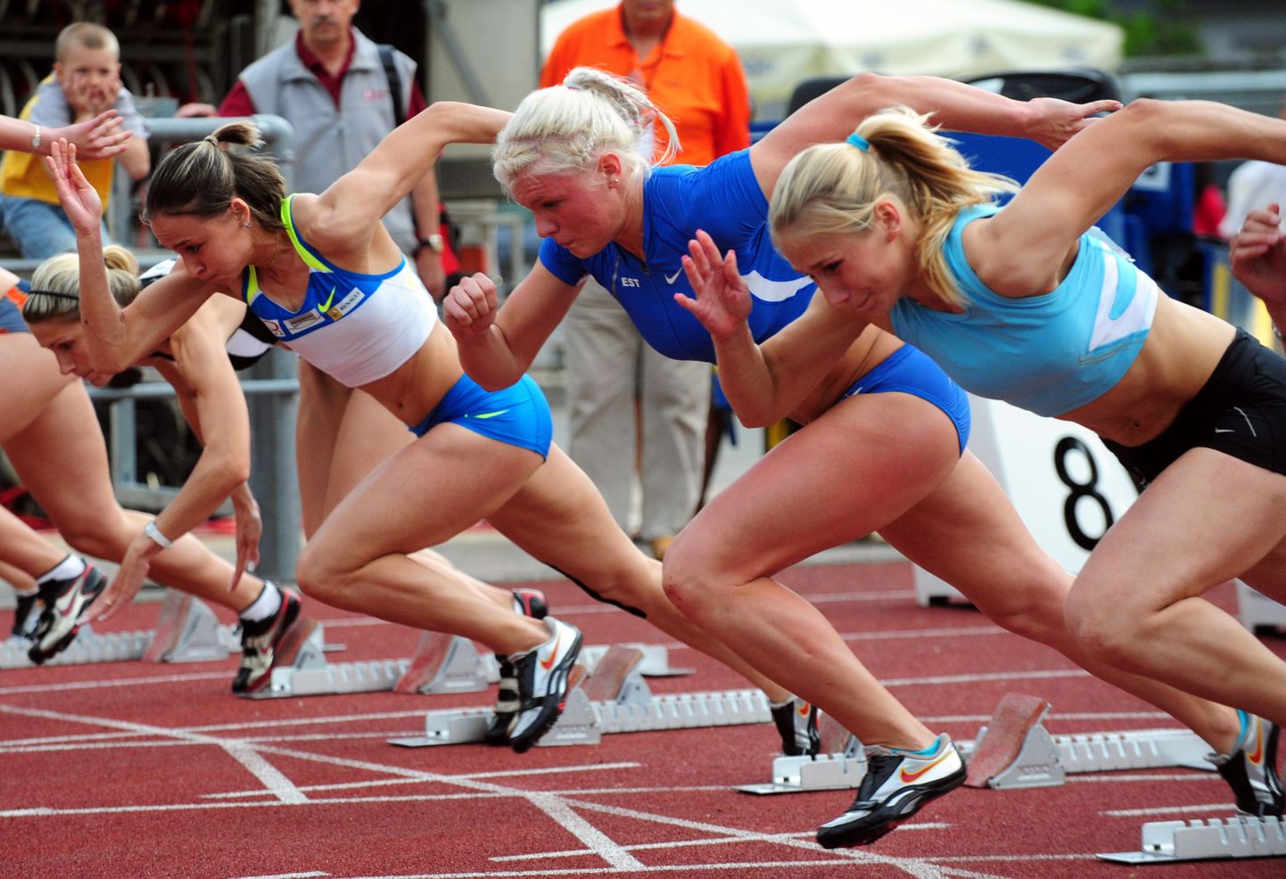 Naiste 100 meetri jooksu finaal Kadrioru staadionil. Võitis Ksenija Balta (vasakult esimene), teine oli Ebe Reier (keskel) ja kolmas Katrin Käärt.