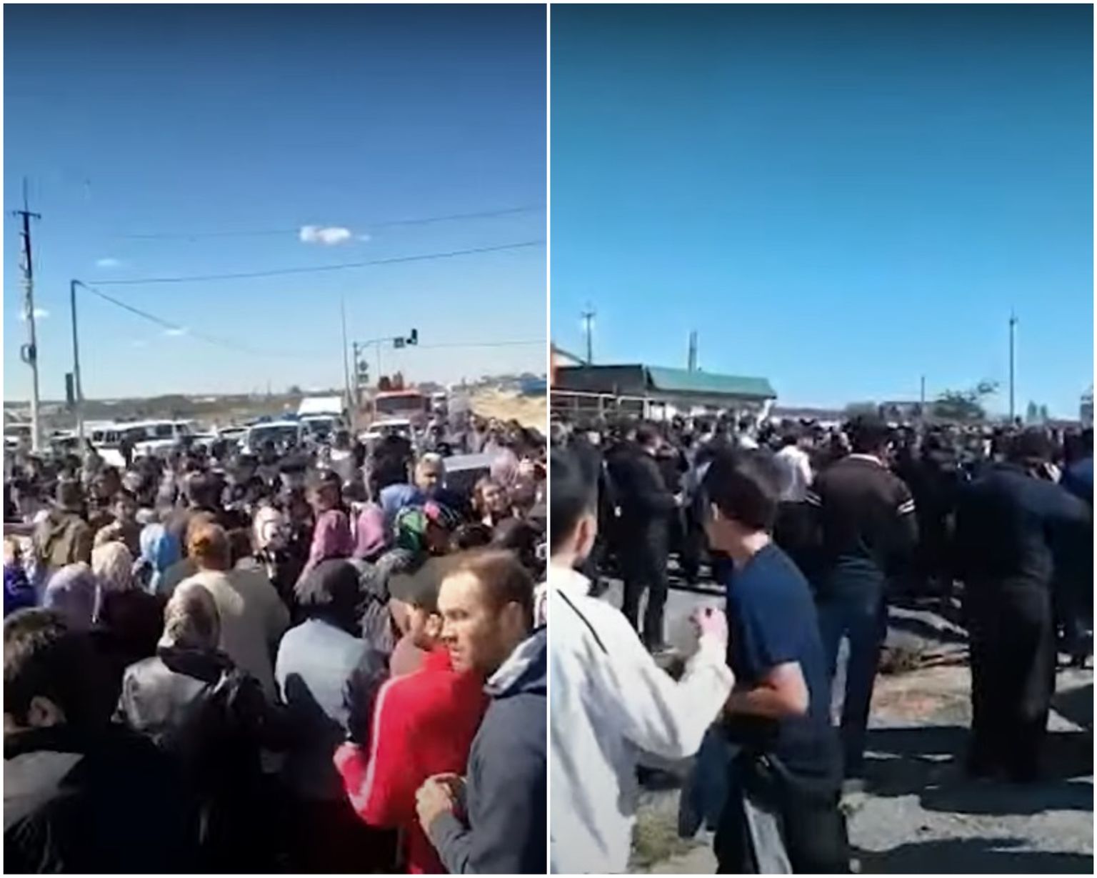 Протестующие против мобилизации в селе Дагестана заблокировали шоссе.