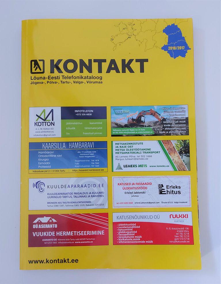 «Kontakt. Lõuna-Eesti telefonikataloog. 2016/2017» on viimane suurema piirkonna telefoninumbrite ja muu teabe trükitud kogumik.