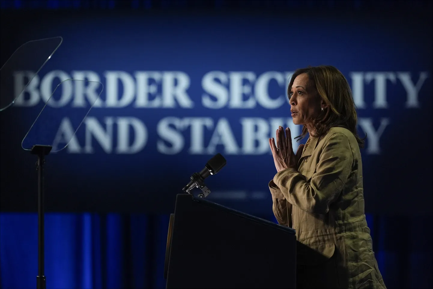 USA demokraatide presidendikandidaat Kamala Harris Douglase piirilinnas Arizona osariigis. 27. september 2024.