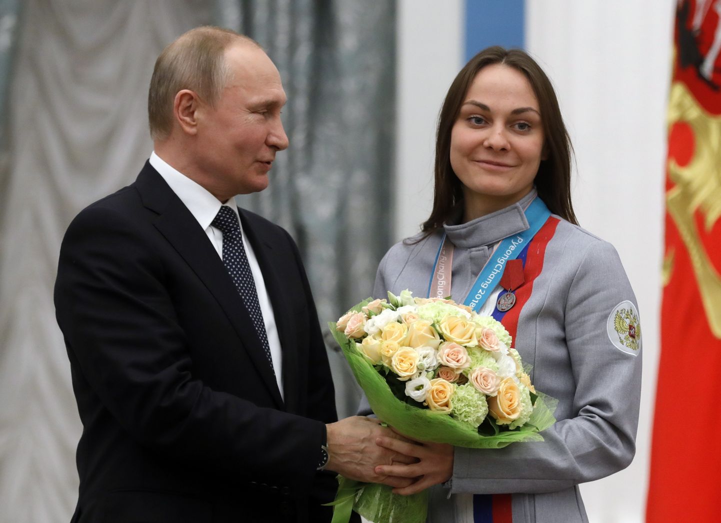 Olümpiapronks Anastasija Sedova president Putini vastuvõtul.