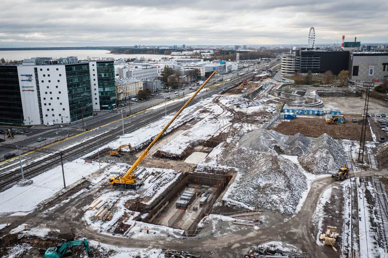 Rail Baltica Ülemiste terminali ehitusplats 2023. aasta oktoobris. Foto Madis Veltman, Postimees
