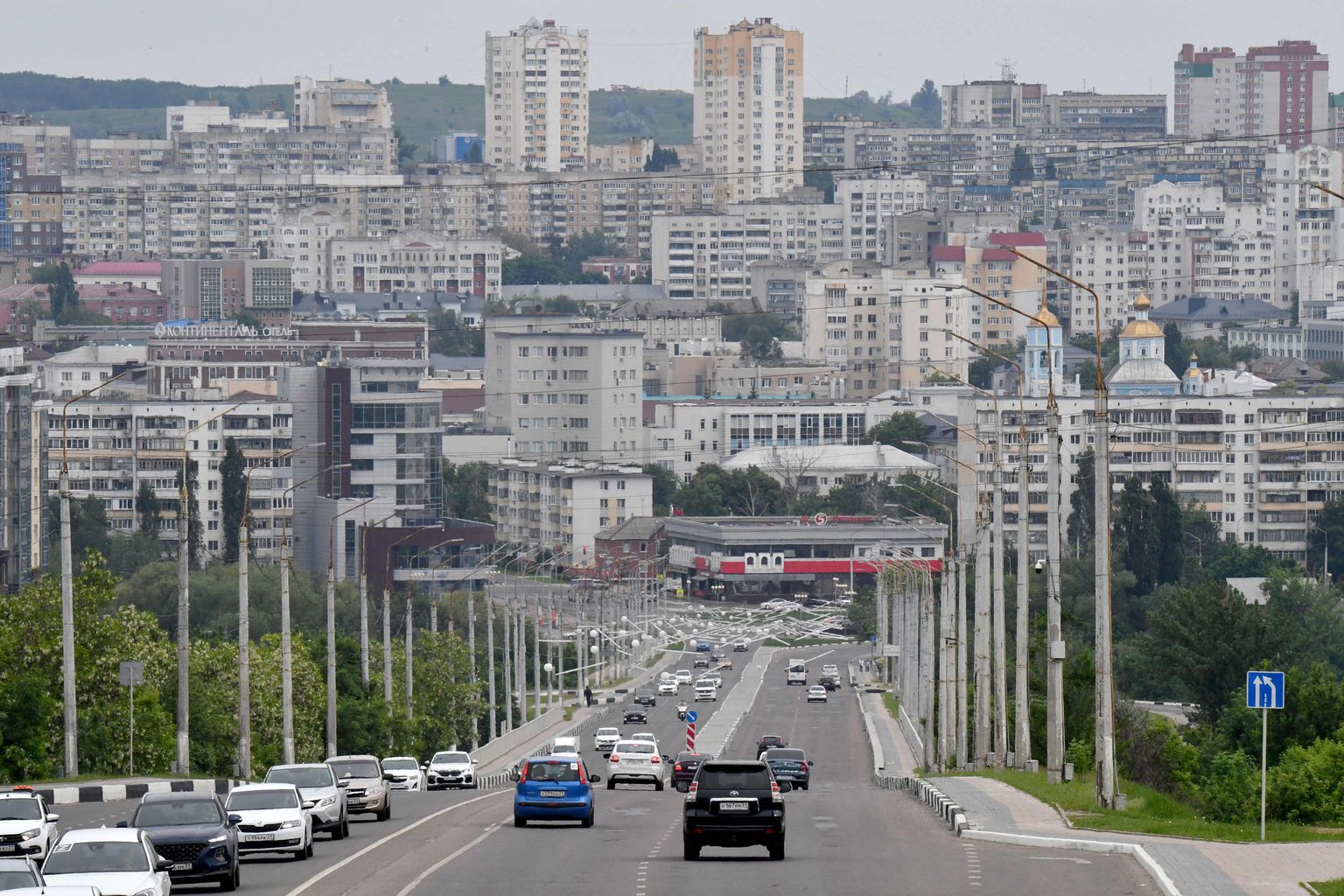 Belgorodas pilsēta, kas atrodas aptuveni 40 kilometrus no Ukrainas robežas.