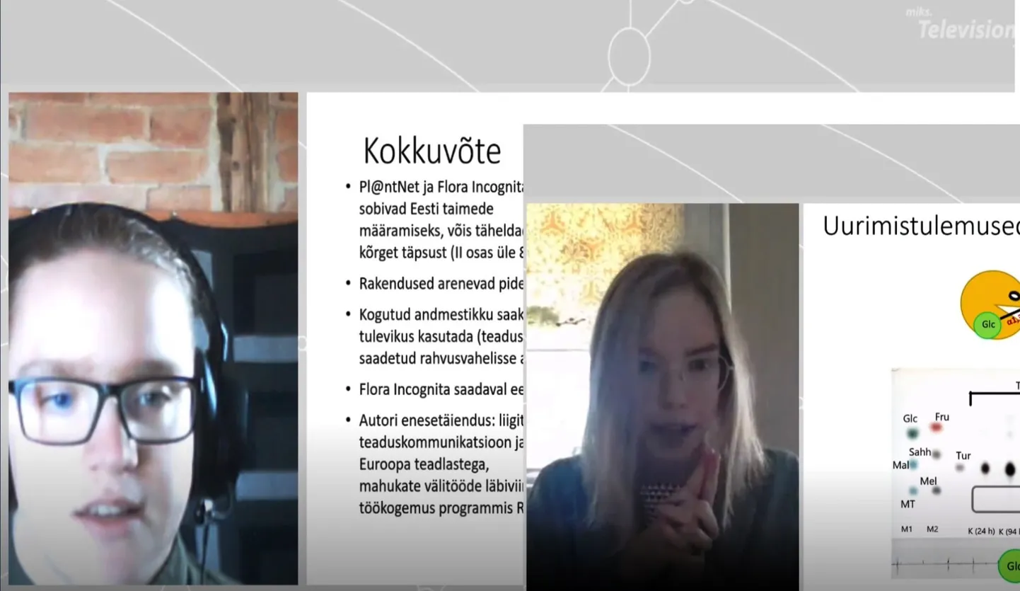 Peapreemia võitjad Jaak Pärtel ja Eliis Grigor. Hetked nende teadustööde virtuaalselt kaitsmiselt.