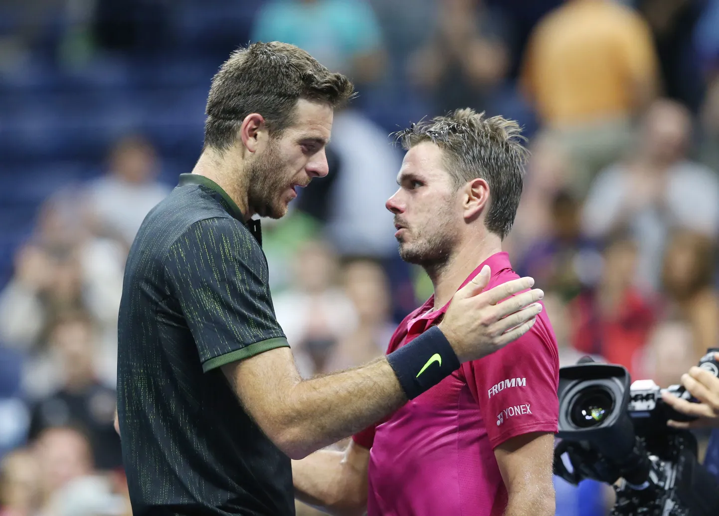 Juan Martin Del Potro (vasakul) ja Stanislas Wawrinka.