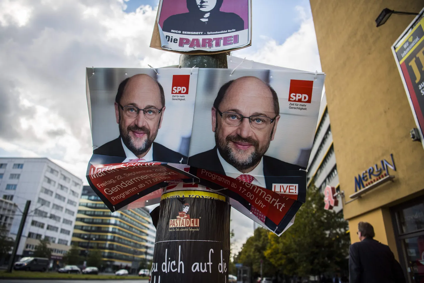 Saksa Sotsiaaldemokraatide peakandidaati Martin Schulzi kujutavad valimisplakatid Berliinis.