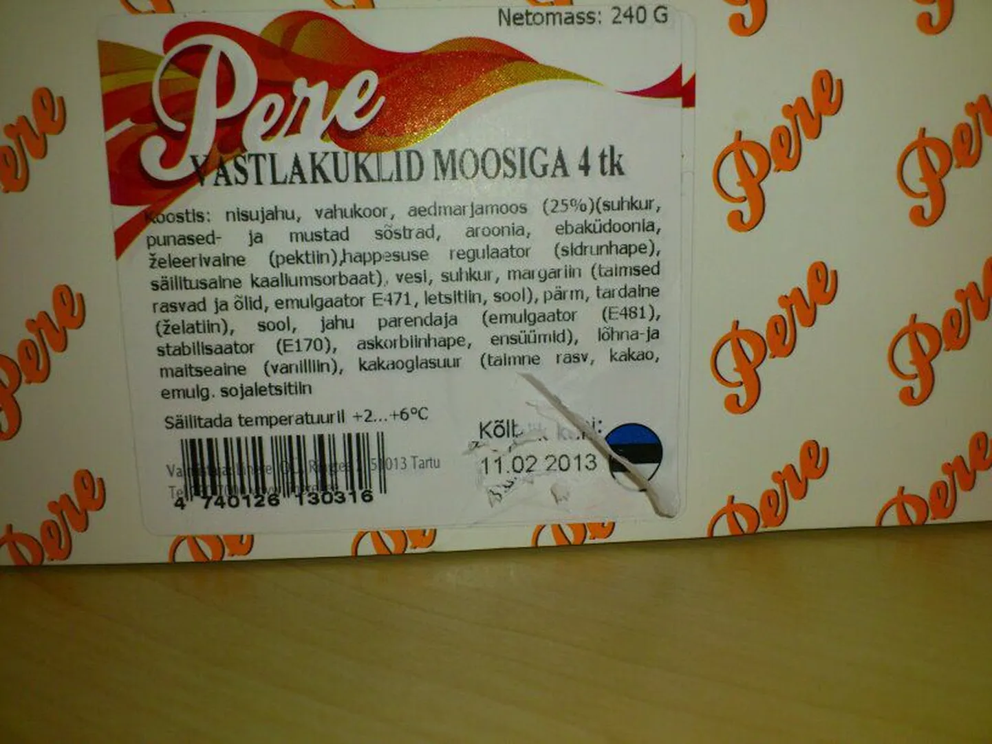 Vale säilimiskuupäevaga kukkel.