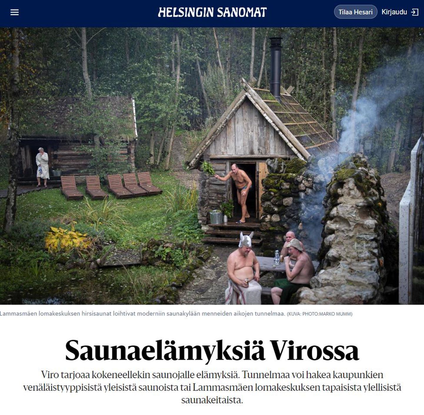Helsingin Sanomates Lammasmäe puhkekeskusest pajatava leheloo ekraanitõmmis.